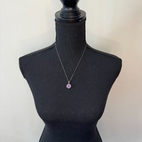 Dainty Amethyst Necklace Sterling Silver Chain - Picture 2 of 6